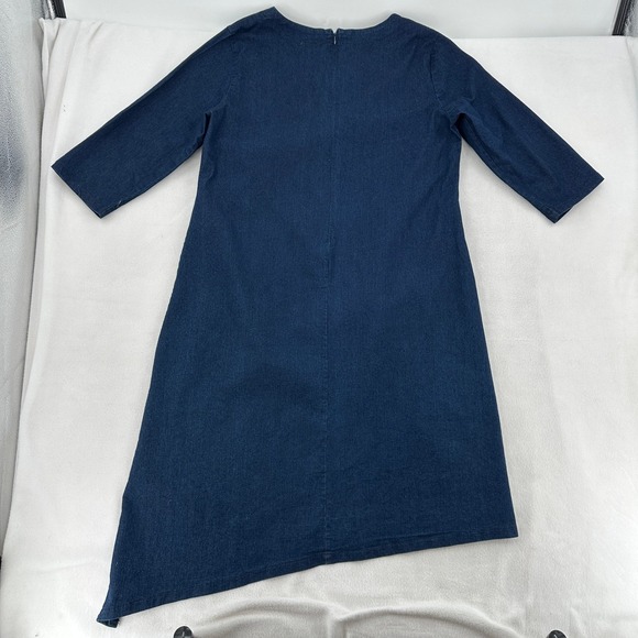 Reborn Denim Dress Women XL Blue Asymmetrical 3/4 Sleeve Casual Angel Core Comfy - Picture 2 of 8